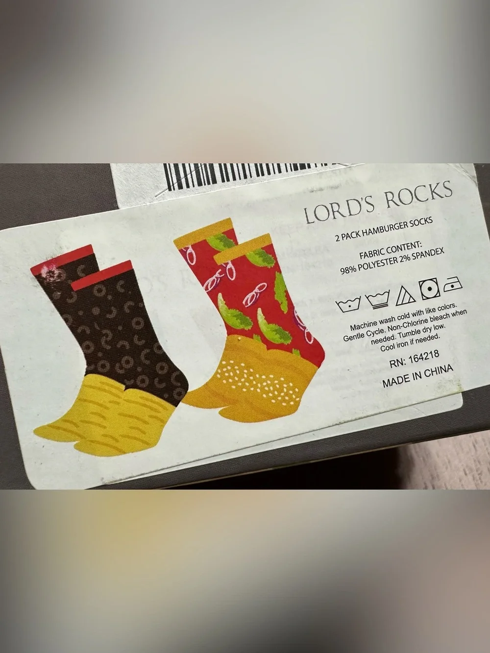 Men’s Novelty 2-Pack Hamburger & Fry Socks Set US Men 8-12